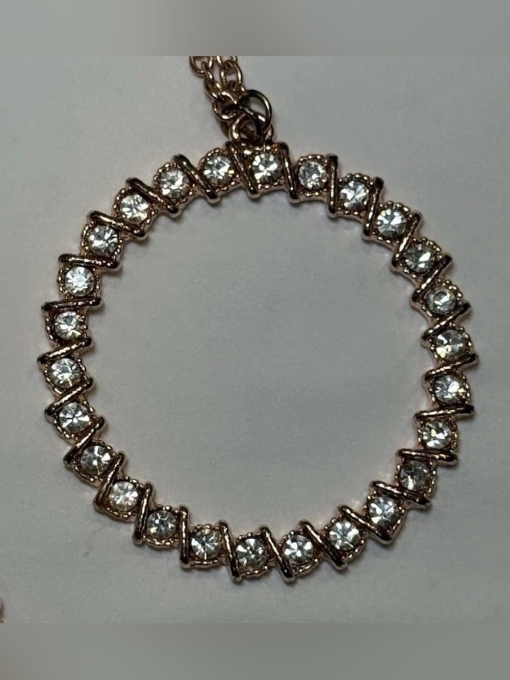Rose Gold Color Rhinestone 34" Adjustable Necklace And Matching Earrings - Picture 3 of 6